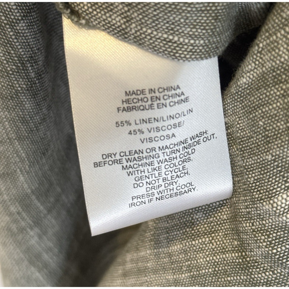 Jones New York Signature Linen Blend Top w/Roll Tab Sleeves Green Size Large NWT - Picture 9 of 10